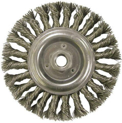 Weiler - 6" OD, 5/8-11 Arbor Hole, Knotted Steel Wheel Brush - 1/2" Face Width, 1-3/8" Trim Length, 0.023" Filament Diam, 9,000 RPM - Exact Industrial Supply