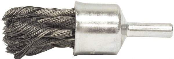 Weiler - 1/2" Brush Diam, Knotted, End Brush - 1/4" Diam Shank, 20,000 Max RPM - Exact Industrial Supply