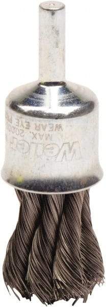 Weiler - 3/4" Brush Diam, Knotted, End Brush - 1/4" Diam Shank, 20,000 Max RPM - Exact Industrial Supply