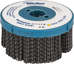 Weiler - 4" 80 Grit Silicon Carbide Disc Brush - Medium Grade, Plain Hole Connector, 1-1/2" Trim Length, 7/8" Arbor Hole - Exact Industrial Supply