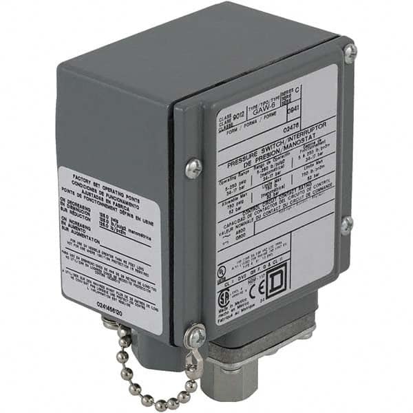 Square D - 4, 13 and 4X NEMA Rated, SPDT, 1.5 to 75 psi, Electromechanical Pressure and Level Switch - Exact Industrial Supply