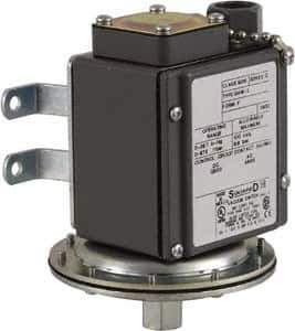 Square D - 4, 13 and 4X NEMA Rated, SPDT, 0.2 to 10 psi, Vacuum Switch Pressure and Level Switch - Adjustable Pressure, 120 VAC, 125 VDC, 240 VAC, 250 VDC, Screw Terminal - Exact Industrial Supply