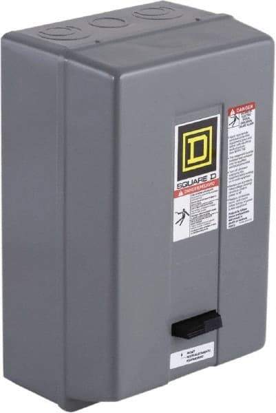 Square D - 120 Coil VAC at 60 Hz, 480 Coil VAC at 60 Hz, 45 Amp, NEMA Size 2, Nonreversible Enclosed Enclosure NEMA Motor Starter - 3 Phase hp: 10 at 200 VAC, 15 at 230 VAC, 25 at 460 VAC, 25 at 575 VAC, 1 Enclosure Rating - Exact Industrial Supply