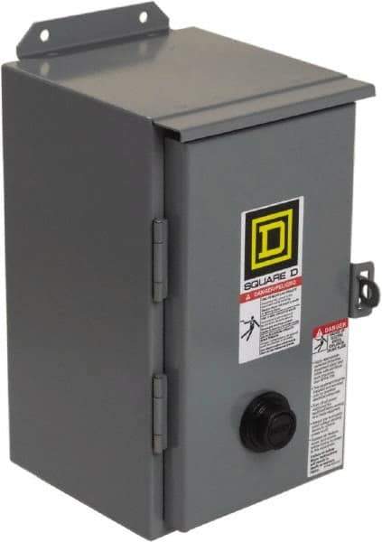 Square D - 208 Coil VAC at 60 Hz, 27 Amp, NEMA Size 1, Nonreversible Enclosed Enclosure NEMA Motor Starter - 3 hp at 1 Phase, 12 Enclosure Rating - Exact Industrial Supply