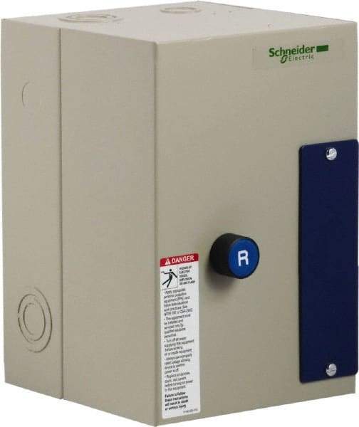 Schneider Electric - 3 Pole, 25 Amp, 120 Coil VAC, Nonreversible Enclosed IEC Motor Starter - 1 Phase Hp: 2 at 120 VAC, 3 at 240 VAC, 3 Phase Hp: 15 at 460 VAC, 20 at 575 VAC, 7.5 at 208 VAC, 7.5 at 230 VAC - Exact Industrial Supply