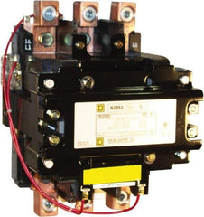 Square D - 3 Pole, 110 Coil VAC at 50 Hz and 120 Coil VAC at 60 Hz, 270 Amp NEMA Contactor - Open Enclosure, 50 Hz at 110 VAC and 60 Hz at 120 VAC - Exact Industrial Supply