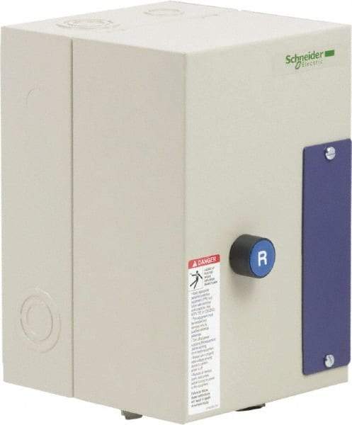Schneider Electric - 9 Amp, 24 Coil VAC, Nonreversible Enclosed IEC Motor Starter - 1 Phase Hp: 0.3 at 120 VAC, 1 at 240 VAC, 3 Phase Hp: 2 at 208 VAC, 2 at 230 VAC, 5 at 460 VAC, 7.5 at 575 VAC - Exact Industrial Supply
