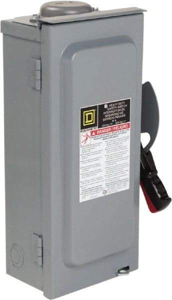 Square D - 30 Amp, 600 VAC/VDC, 3 Pole Nonfused Safety Switch - NEMA 3R, 10 hp at 600 VAC, 15 at 600 VDC (Single Phase), 30 hp at 600 VAC, 15 hp at 600 VDC (Triple Phase) - Exact Industrial Supply