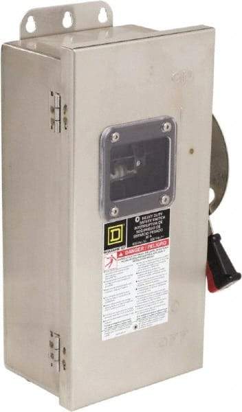 Square D - 30 Amp, 600 VAC/VDC, 3 Pole Nonfused Safety Switch - NEMA 12, 3, 3R, 4 & 4X, 10 hp at 600 VAC, 15 at 600 VDC (Single Phase), 30 hp at 600 VAC, 15 hp at 600 VDC (Triple Phase) - Exact Industrial Supply