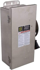 Square D - 30 Amp, 600 VAC/VDC, 3 Pole Fused Safety Switch - NEMA 12, 3, 3R, 4 & 4X, 7.5 hp at 480 VAC, 5 hp at 250 VDC (Single Phase), 20 hp at 600 VAC, 10 hp at 600 VDC (Triple Phase), 3PST Contact Form - Exact Industrial Supply