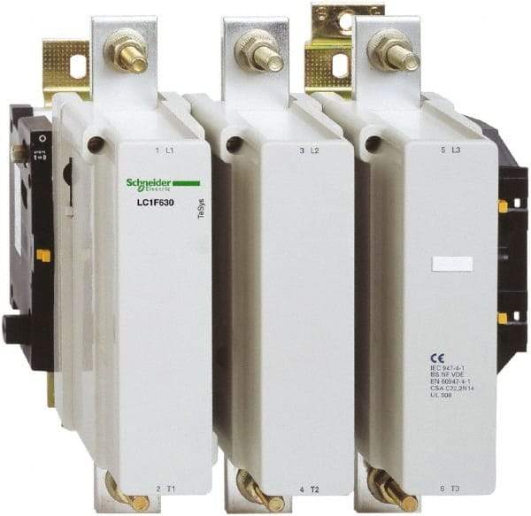 Schneider Electric - 3 Pole, 110 Coil VAC at 50-400 Hz and 110 Coil VDC, 1,000 Amp at 440 VAC, 560 Amp at 440 VAC and 630 Amp at 440 VAC, Nonreversible IEC Contactor - Exact Industrial Supply