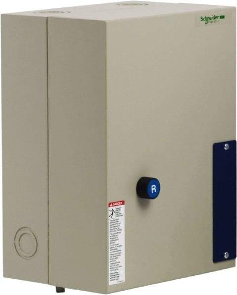 Schneider Electric - 3 Pole, 40 Amp, 120 Coil VAC, Nonreversible Enclosed IEC Motor Starter - 1 Phase Hp: 3 at 120 VAC, 5 at 240 VAC, 3 Phase Hp: 10 at 208 VAC, 10 at 230 VAC, 30 at 460 VAC, 30 at 575 VAC - Exact Industrial Supply