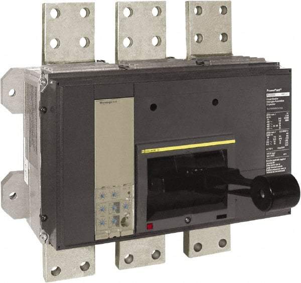 Square D - 2000 Amp, 600 VAC, 3 Pole, Panel Mount Molded Case Circuit Breaker - Electronic Trip, Multiple Breaking Capacity Ratings, 3/0 AWG - Exact Industrial Supply