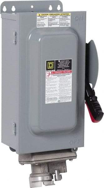 Square D - 30 Amp, 600 VAC, 3 Pole Fused Safety Switch - NEMA 12 & 3R, 7.5 hp at 480 VAC, 5 hp at 250 VDC (Single Phase), 20 hp at 600 VAC, 10 hp at 600 VDC (Triple Phase) - Exact Industrial Supply