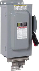 Square D - 30 Amp, 600 VAC, 3 Pole Fused Safety Switch - NEMA 12 & 3R, 7.5 hp at 480 VAC, 5 hp at 250 VDC (Single Phase), 20 hp at 600 VAC, 10 hp at 600 VDC (Triple Phase) - Exact Industrial Supply