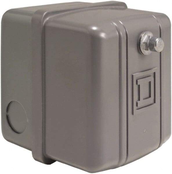 Square D - 1, 7, 9 and 3R NEMA Rated, 60 to 80 psi, Electromechanical Pressure and Level Switch - Adjustable Pressure, L1-T1, L2-T2 Terminal, For Use with Square D Pumptrol - Exact Industrial Supply