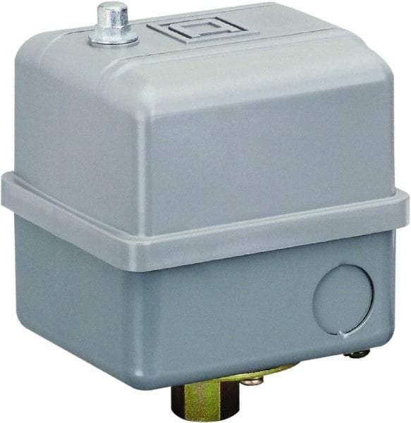 Square D - 1, 7, 9 and 3R NEMA Rated, 100 to 125 psi, Electromechanical Pressure and Level Switch - Adjustable Pressure, 575 VAC, L1-T1, L2-T2 Terminal, For Use with Square D Pumptrol - Exact Industrial Supply