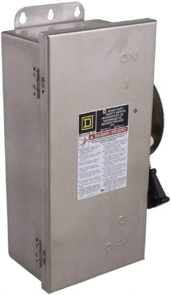 Square D - 60 Amp, 600 VAC, 6 Pole Nonfused Safety Switch - NEMA 12, 3, 3R, 4 & 4X, 60 hp at 600 VAC (Triple Phase), 6PST Contact Form - Exact Industrial Supply