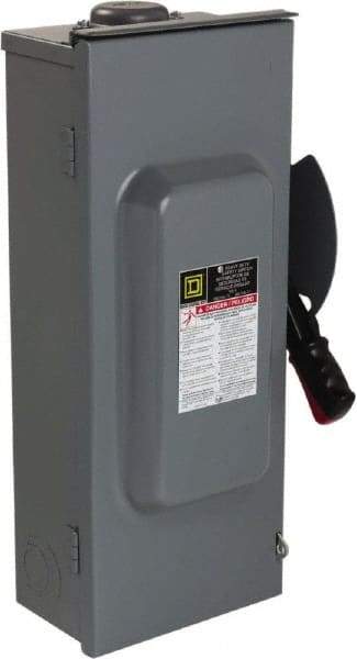 Square D - 100 Amp, 600 VAC/VDC, 3 Pole Nonfused Safety Switch - NEMA 3R, 40 hp at 600 VAC, 50 hp at 600 VDC (Single Phase), 100 hp at 600 VAC, 50 hp at 600 VDC (Triple Phase), 3PST Contact Form - Exact Industrial Supply