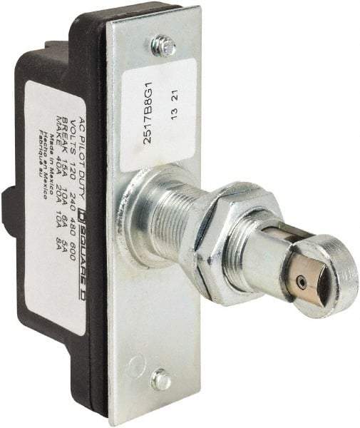 Square D - SPDT, NC/NO, 600 VAC, Screw Terminal, Roller Plunger Actuator, General Purpose Limit Switch - 1 NEMA Rating, IP20 IPR Rating, Panel Mount, 1-3/4 Lb. Operating Force - Exact Industrial Supply