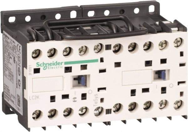 Schneider Electric - 3 Pole, 120 Coil VAC at 50/60 Hz, 12 Amp at 440 VAC, 16 Amp at 690 VAC and 20 Amp at 440 VAC, Reversible IEC Contactor - BS 5424, CSA, IEC 60947, NF C 63-110, RoHS Compliant, UL Listed, VDE 0660 - Exact Industrial Supply