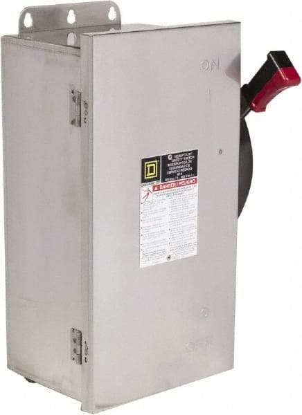 Square D - 60 Amp, 600 VAC/VDC, 3 Pole Nonfused Safety Switch - NEMA 12, 3, 3R, 4 & 4X, 30 hp at 600 VAC (Single Phase), 60 hp at 600 VAC, 30 hp at 600 VDC (Triple Phase), 3PST Contact Form - Exact Industrial Supply