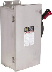 Square D - 60 Amp, 600 VAC/VDC, 3 Pole Nonfused Safety Switch - NEMA 12, 3, 3R, 4 & 4X, 30 hp at 600 VAC (Single Phase), 60 hp at 600 VAC, 30 hp at 600 VDC (Triple Phase), 3PST Contact Form - Exact Industrial Supply