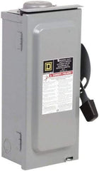 Square D - 60 Amp, 240 V, 2 Pole Fused Safety Switch - NEMA 3R, 10 hp at 240 VAC (Single Phase), 15 hp at 240 VAC (Triple Phase), DPST Contact Form - Exact Industrial Supply