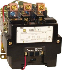 Square D - 3 Pole, 220 Coil VAC at 50 Hz, 240 Coil VAC at 60 Hz, 135 Amp NEMA Contactor - Open Enclosure, 50 Hz at 220 VAC and 60 Hz at 240 VAC - Exact Industrial Supply