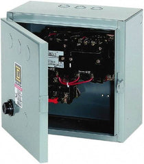 Square D - 220 Coil VAC at 50 Hz, 240 Coil VAC at 60 Hz, 18 Amp, Reversible Enclosed Enclosure NEMA Motor Starter - 3 Phase hp: 3 at 200 VAC, 3 at 230 VAC, 5 at 460 VAC, 5 at 575 VAC, 1 Enclosure Rating - Exact Industrial Supply