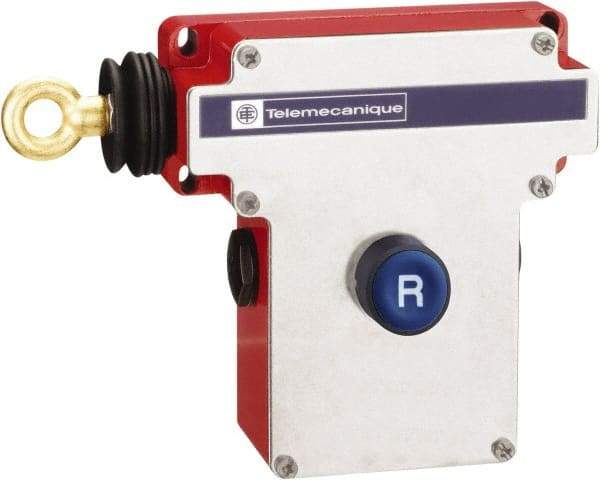 Telemecanique Sensors - 10 Amp, NO/NC Configuration, Left Hand Operation, Rope Operated Limit Switch - Pushbutton Reset, Cable Pull, No Pilot Light, 300 VAC - Exact Industrial Supply