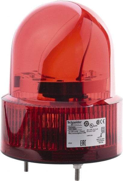 Schneider Electric - Red LED Flashing Rotating Mirror with Buzzer - 50 to 90 dB, Screw Mount, IP23, 12 VAC/VDC, 14 to 122°F - Exact Industrial Supply