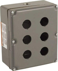 Schneider Electric - 6 Hole, 30mm Hole Diameter, Zinc Alloy Pushbutton Switch Enclosure - 3, 4, 13 NEMA Rated - Exact Industrial Supply