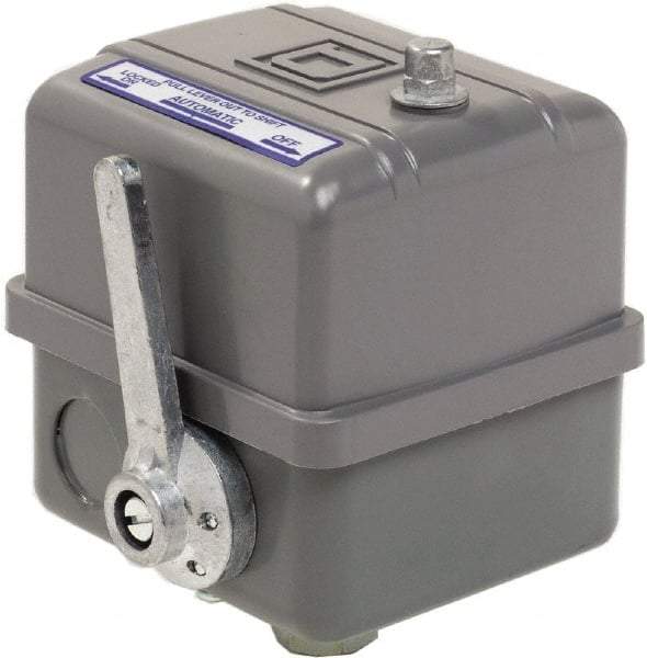 Square D - 1, 7, 9 and 3R NEMA Rated, 80 to 100 psi, Electromechanical Pressure and Level Switch - Adjustable Pressure, 575 VAC, L1-T1, L2-T2 Terminal, For Use with Square D Pumptrol - Exact Industrial Supply