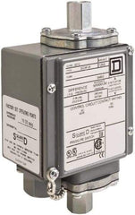 Square D - 4, 13 and 4X NEMA Rated, DPDT, 5,000 psi, Electromechanical Pressure and Level Switch - Adjustable Pressure, 120 VAC at 6 Amp, 125 VDC at 0.22 Amp, 240 VAC at 3 Amp, 250 VDC at 0.11 Amp, 1/4 Inch Connector, Screw Terminal, For Use with 9012G - Exact Industrial Supply