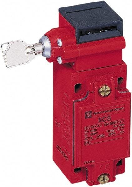Telemecanique Sensors - 2NO/NC Configuration, 24/48 VAC/VDC, Multiple Amp Level, Metal Key Safety Limit Switch - 52mm Wide x 44mm Deep x 114mm High, IP67 Ingress Rating - Exact Industrial Supply