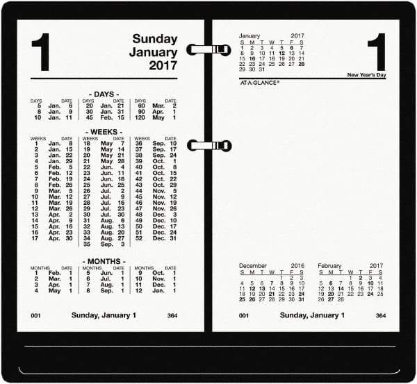 AT-A-GLANCE - 730 Sheet, 3-1/2 x 6", Financial Desk Calendar Refill - White - Exact Industrial Supply