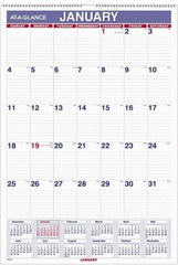 AT-A-GLANCE - 12 Sheet, 5-1/2 x 8-1/2", Wall Calendar - White - Exact Industrial Supply