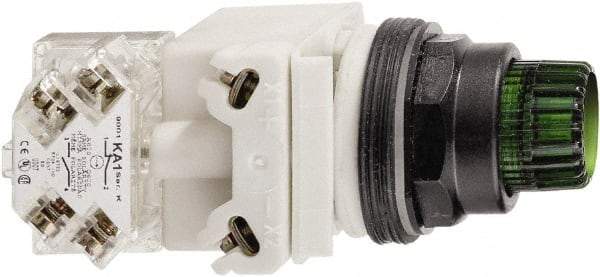 Schneider Electric - 30mm Mount Hole, Extended Straight, Pushbutton Switch Only - Octagon, Green Pushbutton, Illuminated, Momentary (MO) - Exact Industrial Supply