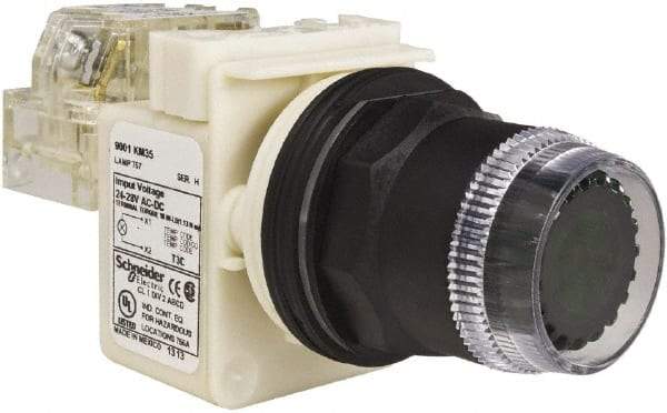 Schneider Electric - 30mm Mount Hole, Extended Straight, Pushbutton Switch with Contact Block - Green Pushbutton, Momentary (MO) - Exact Industrial Supply