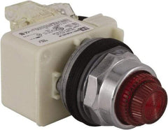 Schneider Electric - 24 V Red Lens LED Press-to-Test Indicating Light - Octagonal Lens, Screw Clamp Connector - Exact Industrial Supply