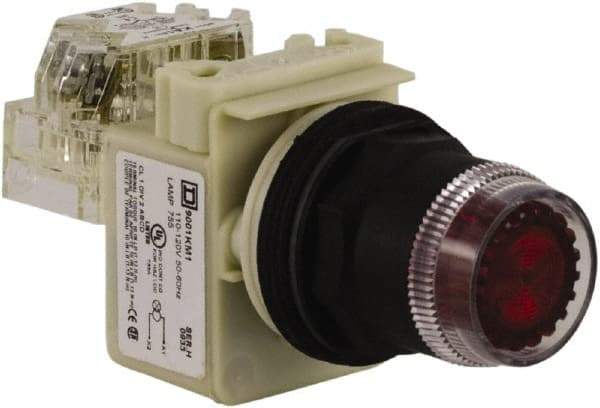 Schneider Electric - 30mm Mount Hole, Extended Straight, Pushbutton Switch with Contact Block - Red Pushbutton, Momentary (MO) - Exact Industrial Supply