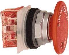 Schneider Electric - 30mm Mount Hole, Extended Straight, Pushbutton Switch with Contact Block - Red Pushbutton, Momentary (MO) - Exact Industrial Supply