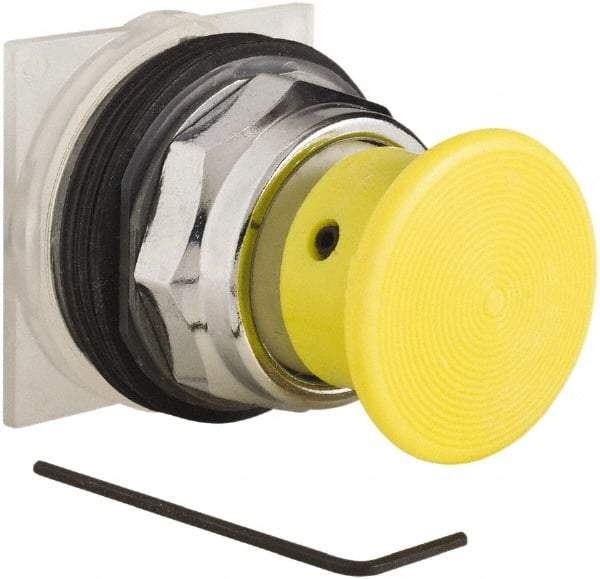 Schneider Electric - 30mm Mount Hole, Extended Straight, Pushbutton Switch Only - Yellow Pushbutton, Momentary (MO) - Exact Industrial Supply