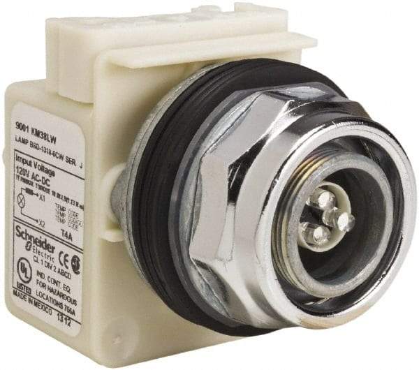 Schneider Electric - 120 V LED Pilot Light - Round Lens, Screw Clamp Connector - Exact Industrial Supply