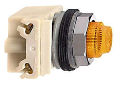 Schneider Electric - 120 V Amber Lens LED Pilot Light - Round Lens, Screw Clamp Connector - Exact Industrial Supply