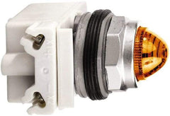 Schneider Electric - 120 V Amber Lens LED Pilot Light - Round Lens, Screw Clamp Connector - Exact Industrial Supply