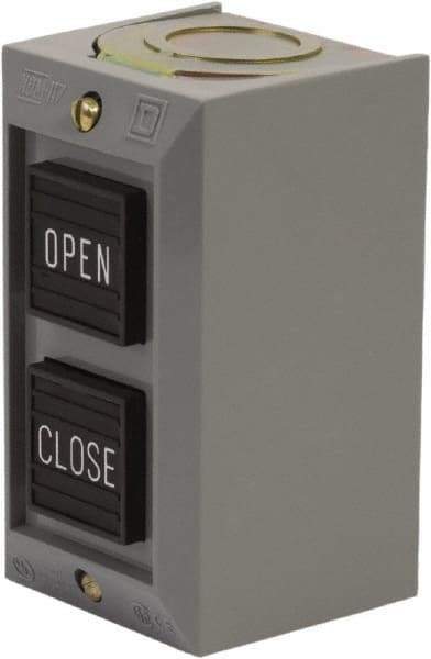 Schneider Electric - 2 Operator, Projecting Pushbutton Control Station - Close, Open (Legend), Momentary Switch, 2NO Contact, NEMA 1 - Exact Industrial Supply