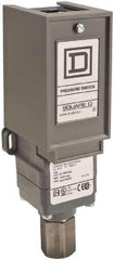 Square D - 1 NEMA Rated, SPDT, 20 to 1,000 psi, Electromechanical Pressure and Level Switch - Adjustable Pressure, 120 VAC at 6 Amp, 125 VDC at 0.22 Amp, 240 VAC at 3 Amp, 250 VDC at 0.27 Amp, 1/4 Inch Connector, Screw Terminal, For Use with 9012G - Exact Industrial Supply