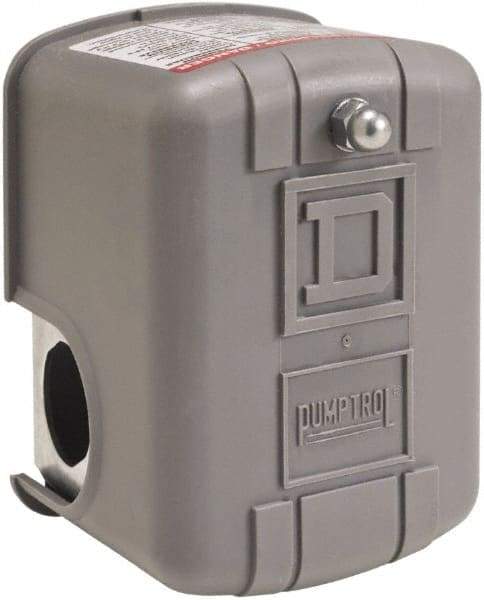 Square D - 1 and 3R NEMA Rated, 40 to 60 psi, Electromechanical Pressure and Level Switch - Adjustable Pressure, 575 VAC, L1-T1, L2-T2 Terminal, For Use with Square D Pumptrol - Exact Industrial Supply